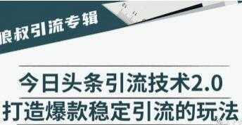 今日头条引流技术2.0，打造爆款稳定引流的玩法视频教程-创业资源网