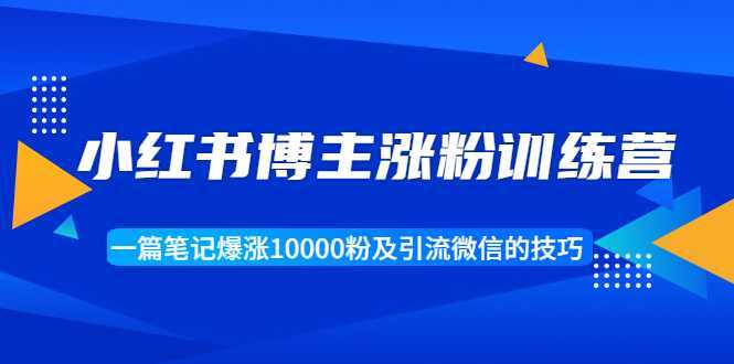 小红书博主涨粉训练营：一篇笔记爆涨10000粉及引流微信的技巧-创业资源网