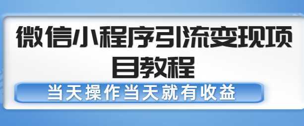 微信小程序引流变现项目教程，当天操作当天就有收益，变现不再是难事-创业资源网