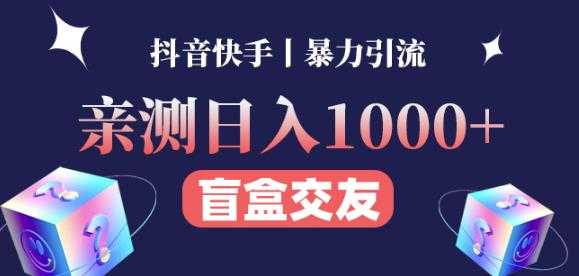 日收益1000+的交友盲盒副业丨有手就行的抖音快手暴力引流-创业资源网