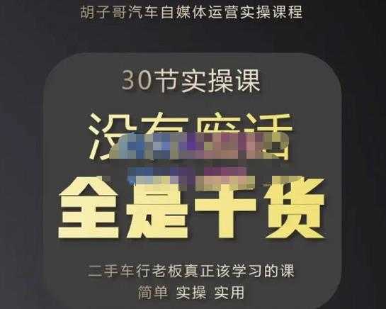 胡子哥·汽车自媒体运营实操课，汽车新媒体二手车短视频运营教程-价值8888元-创业资源网