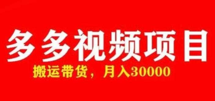 多多带货视频快速50爆款拿带货资格，搬运带货，月入30000【全套脚本+详细玩法】-创业资源网