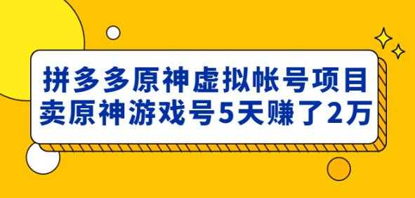 外面卖2980的拼多多原神虚拟帐号项目：卖原神游戏号5天赚了2万-创业资源网