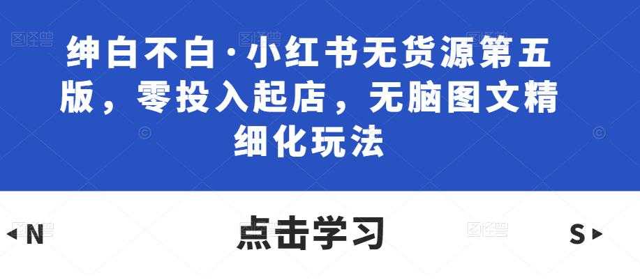 绅白不白·小红书无货源第五版，零投入起店，无脑图文精细化玩法-创业资源网