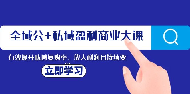 示范区公 公域赢利商业服务大课，全面提升公域回购率，变大盈利且持续转现-暖阳网-优质付费教程和创业项目大全-创业资源网