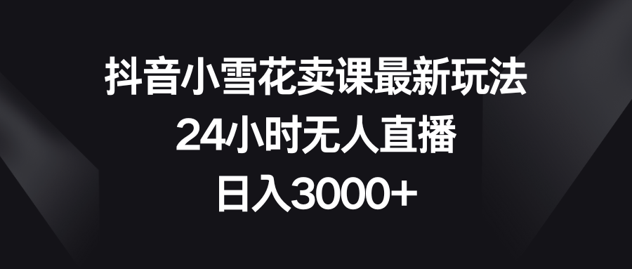 抖音小小雪花购买课程全新游戏玩法，24钟头无人直播，日赚3000-创业资源网