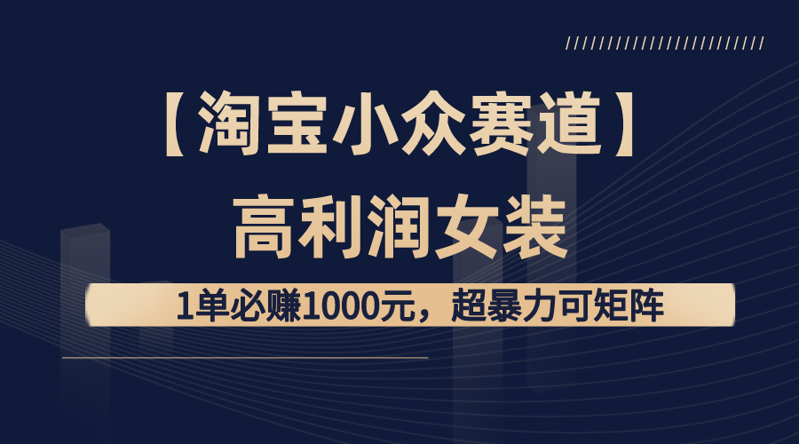 【淘宝小众赛道】高利润女装：1单必赚1000元，超暴力可矩阵-创业资源网