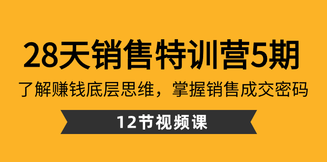 28天·市场销售夏令营5期：掌握挣钱思维模式，把握销售成交登陆密码-创业资源网