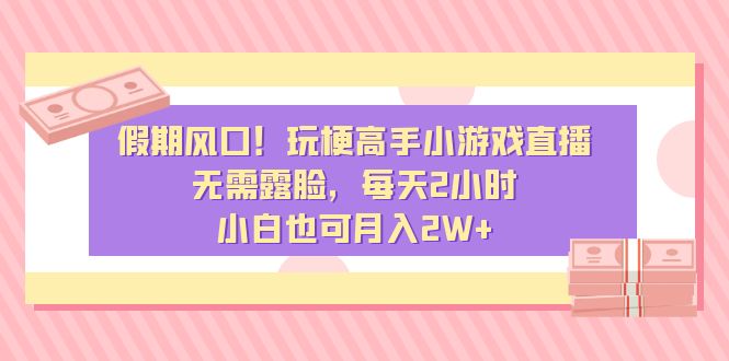 假日出风口！造梗大神小游戏直播，不用漏脸，每日2钟头，新手也可以月入2W-创业资源网