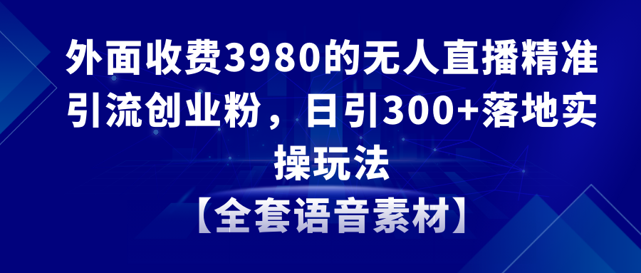 无人直播精准引流方法自主创业粉，日引300 落地式实际操作游戏玩法【整套语音素材】-创业资源网