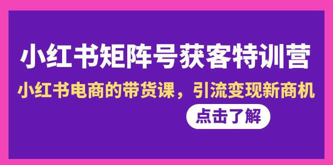 小红书的-矩阵账号拓客夏令营-第10期，小红书电商的卖货课，引流变现商机-创业资源网