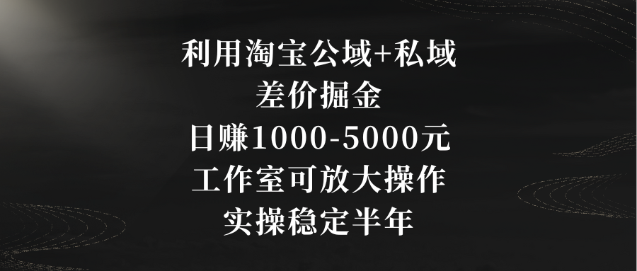 运用淘宝网公域流量 公域价格差掘金队，日赚1000-5000元，个人工作室可变大实际操作，实际操作…-创业资源网