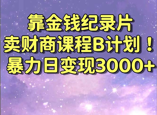 靠钱财纪实片卖财商课程B方案！暴力行为日转现3000 ，喂食式干货知识实例教程！-创业资源网