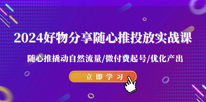 2024好物分享-随心所欲推推广实战演练课 随心所欲推撬起自然搜索流量/微付钱养号/提升产出率-创业资源网