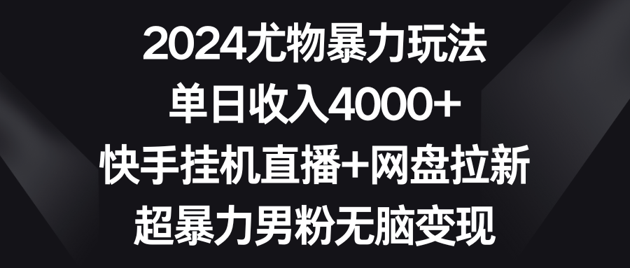 2024性感尤物暴力行为游戏玩法 单日收益4000 快手挂机直播间 百度云盘引流 超暴力男粉没脑子转现-创业资源网