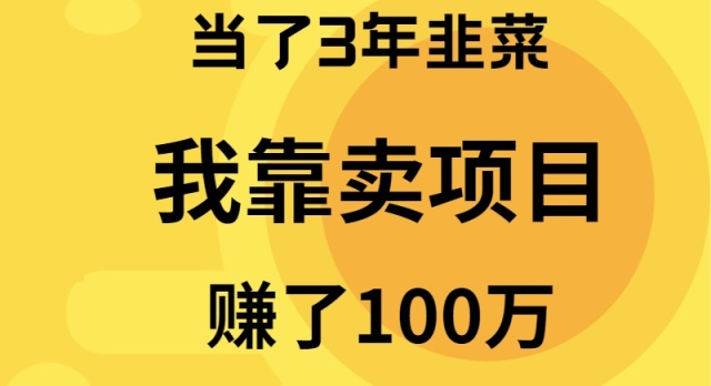 当了3年韭菜，我靠卖项目赚了100万-创业资源网