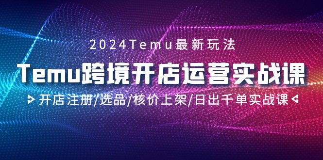 2024Temu跨境开店运营实战课，开店注册/选品/核价上架/日出千单实战课-创业资源网