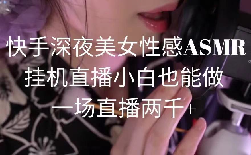 快手视频深更半夜美女性感ASMR放置挂机直播间，新手也可以做，一场直播2000-创业资源网