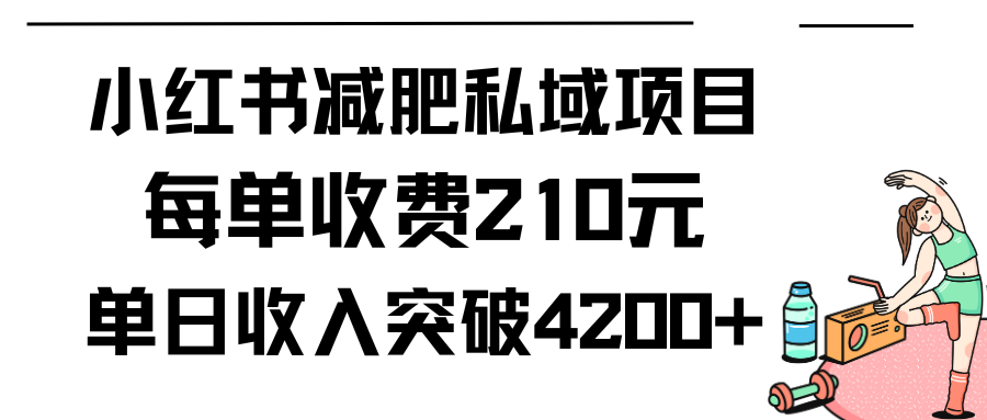 小红书的减肥瘦身公域新项目每一单收费标准210元单日交易量20单，最大日入4200-创业资源网