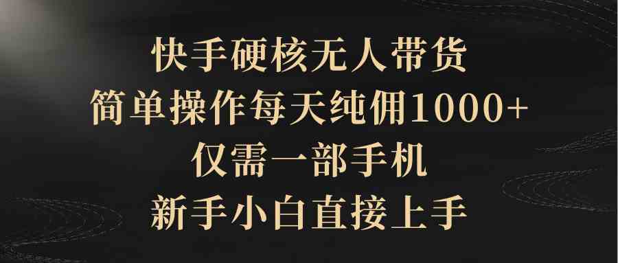 快手硬核无人带货，简单操作每天纯佣1000+,仅需一部手机，新手小白直接上手-创业资源网