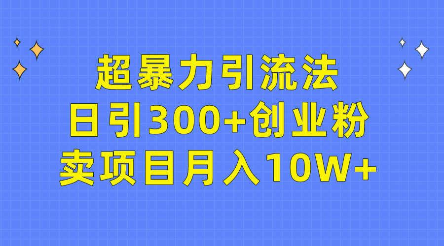 超暴力引流法，日引300+创业粉，卖项目月入10W+-创业资源网