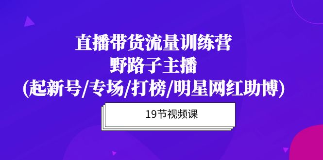 直播卖货总流量夏令营，歪门邪道网络主播(起小号/盛典/冲榜/明星网红助博)19堂课-创业资源网