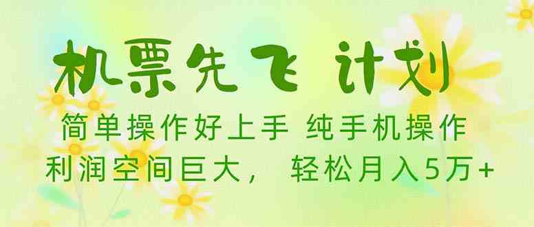 机票 先飞计划！用里程积分 兑换机票售卖赚差价 纯手机操作 小白月入5万+-创业资源网