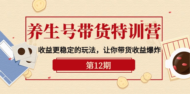 健康养生号卖货夏令营【12期】盈利更稳定的游戏玩法，使你卖货盈利发生爆炸-9节视频课堂-创业资源网
