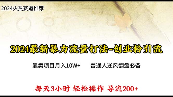 2024年全新暴力行为总流量玩法，每日导进300 ，靠卖项目月入10W-创业资源网