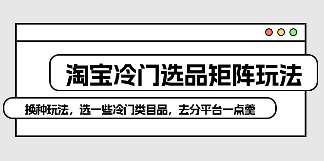 淘宝网小众选款引流矩阵游戏玩法：换个游戏玩法，选一些冷门类目品，去分服务平台一点羹-创业资源网