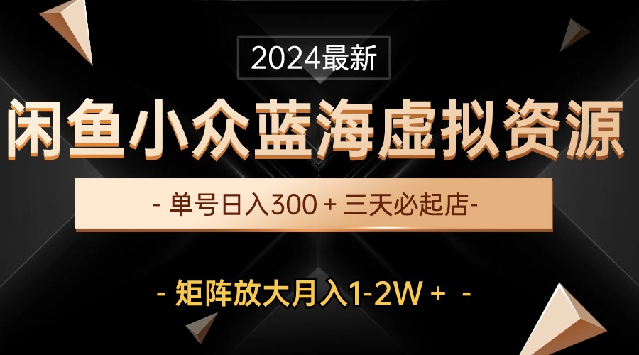 最新闲鱼小众蓝海虚拟资源，单号日入300＋，三天必起店，矩阵放大月入1-2W-创业资源网