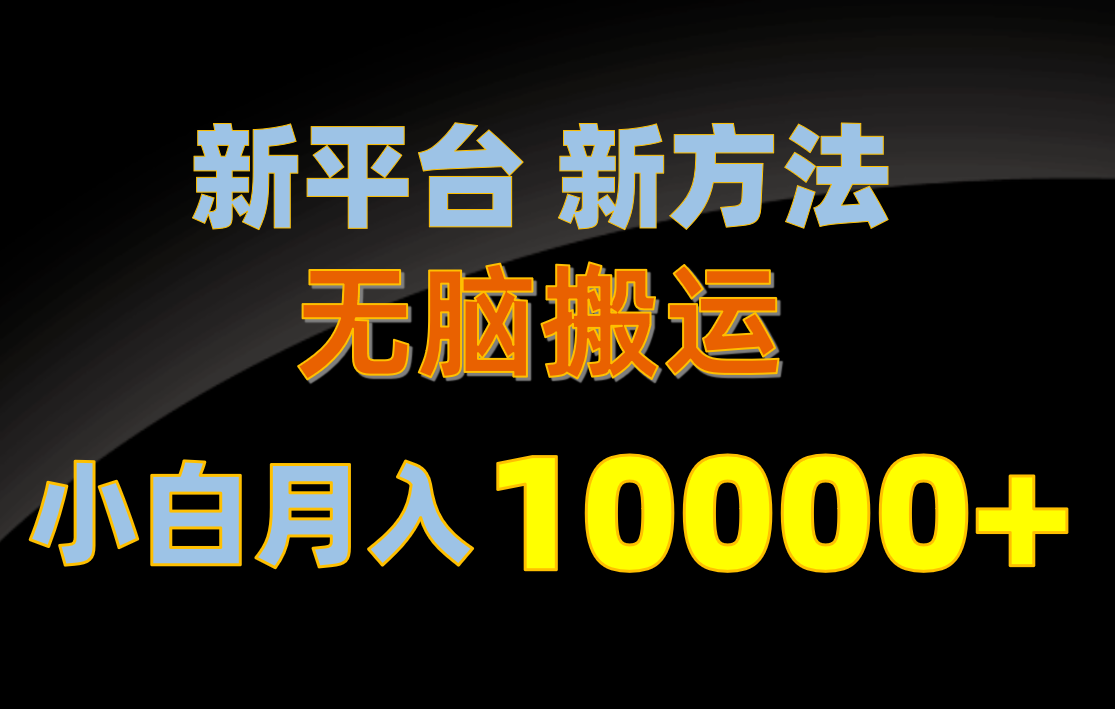 新平台新方法，无脑搬运，月赚10000+，小白轻松上手不动脑-创业资源网