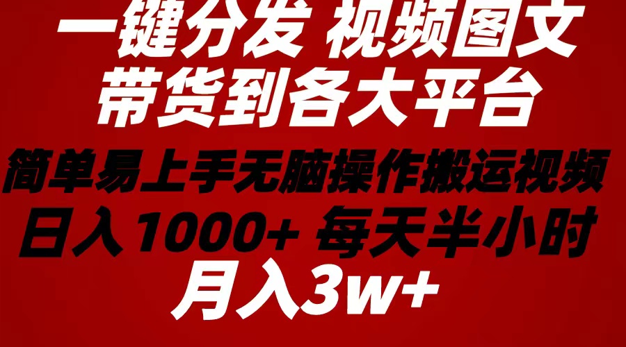 2024年 一键分发卖货图文视频  简单易上手 没脑子赚盈利 每天一小时日入1…-创业资源网