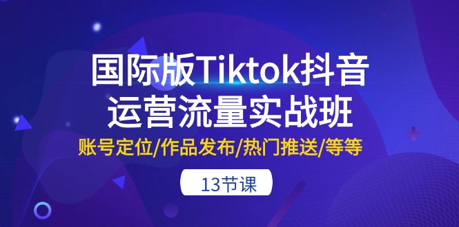 海外版Tiktok自媒体运营总流量实战演练班：内容创作/著作公布/受欢迎消息推送/等-13节-创业资源网