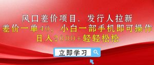 出风口价格差新项目，外国投资者引流，价格差一单40，小白一手机即可操作，日入20…-创业资源网
