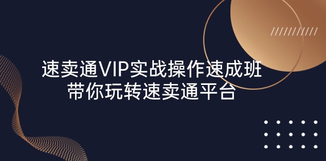 速卖通 VIP实战操作-速成班，带你玩转速卖通平台-创业资源网