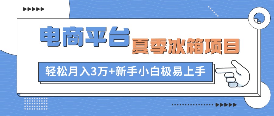 电商平台夏季冰箱项目，轻松月入3万+，新手小白极易上手-创业资源网