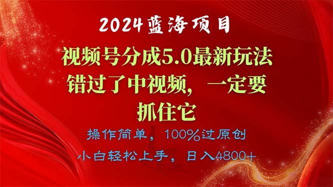 2024蓝海项目，微信视频号分为方案5.0全新游戏玩法，错过中视频，一定要抓住…-创业资源网