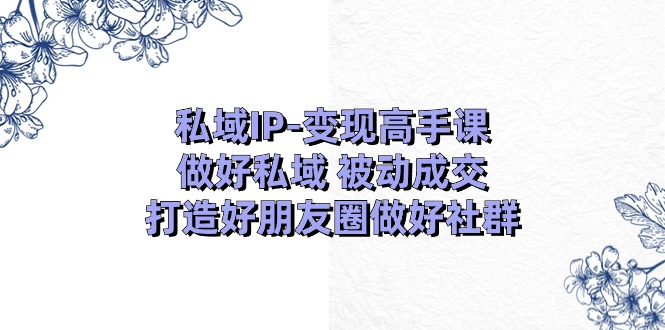 私域IP-变现高手课：做好私域 被动成交，打造好朋友圈做好社群-创业资源网