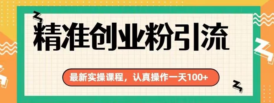 精确自主创业粉引流方法全新实际操作课程内容，用心实际操作一天100-创业资源网