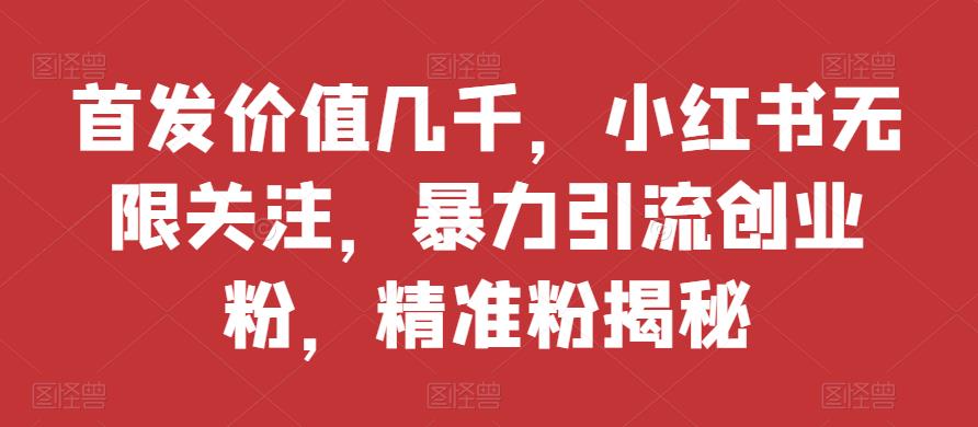 先发使用价值好几千，小红书的无尽关心，暴力行为引流方法自主创业粉，精准粉揭密-创业资源网