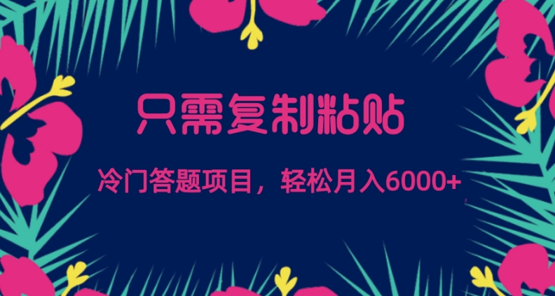 只需复制粘贴，冷门答题项目，轻松月入6000-创业资源网