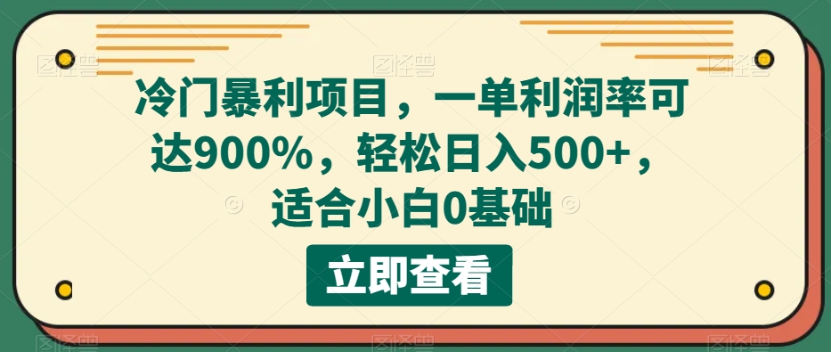 小众赚钱项目，一单毛利率可以达到900%，轻轻松松日入500 ，适合白0基本-暖阳网-优质付费教程和创业项目大全-创业资源网