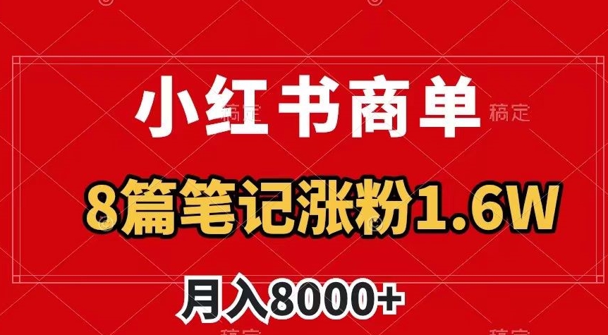 小红书商单最新玩法，8篇笔记涨粉1.6w，作品制作简单，月入8000+【揭秘】-暖阳网-优质付费教程和创业项目大全-创业资源网