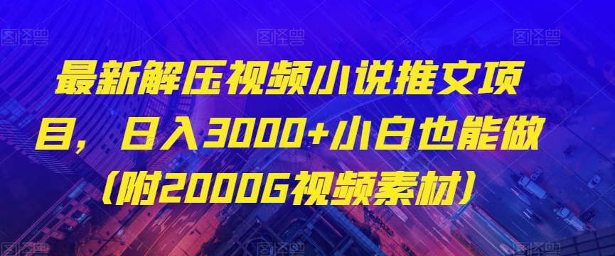 全新解压视频小说推文新项目，日入3000 新手也可以做【揭密】-暖阳网-优质付费教程和创业项目大全-创业资源网