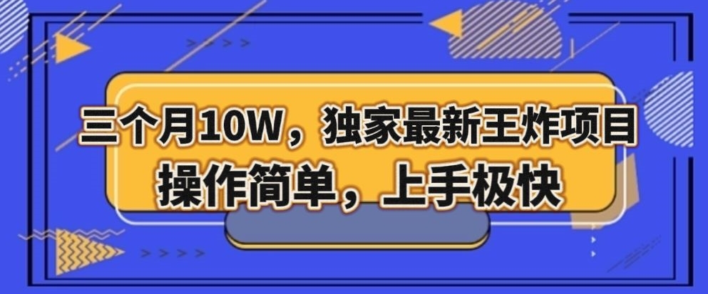 三个月10W，独家代理全新大小王新项目！使用方便，入门很快【揭密】-暖阳网-优质付费教程和创业项目大全-创业资源网