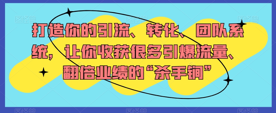 打造出你引流方法、转换、精英团队系统软件，使你收获了很多引爆流量、翻番公司业绩“秘密武器”-暖阳网-优质付费教程和创业项目大全-创业资源网