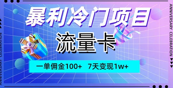 爆利蓝海项目，上网卡，一单提成100 ，7天转现1w-暖阳网-优质付费教程和创业项目大全-创业资源网