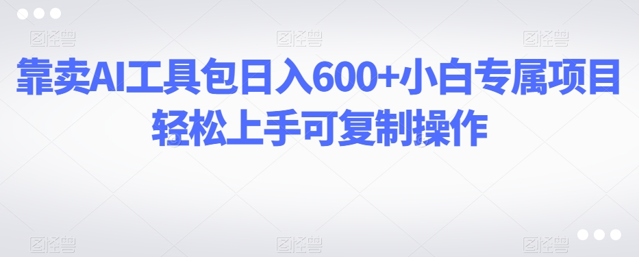 靠卖AI工具包日入600+小白专属项目轻松上手可复制操作-暖阳网-优质付费教程和创业项目大全-创业资源网