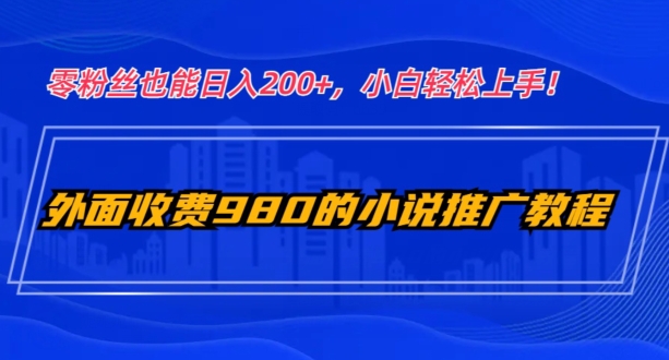 外面收费980的小说推广教程：零粉丝也能日入200+，小白轻松上手！-暖阳网-优质付费教程和创业项目大全-创业资源网